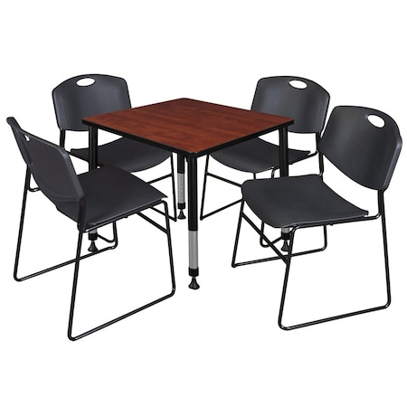 Regency Tables > Height Adjustable > Square Table & Chair Sets, 30 W, 30 L, 23-35 H, Cherry TB3030CHAPBK44BK